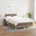 cadre de lit avec matelas Taupe 120x200 cm Tissu