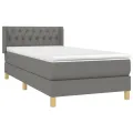 cadre de lit avec matelas Gris foncé 100x200cm Tissu
