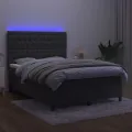 cadre de lit matelas et LED Gris foncé 140x190 cm