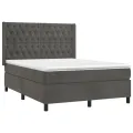 cadre de lit et matelas Gris foncé 140x200cm Velours