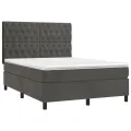 cadre de lit et matelas Gris foncé 140x200cm Velours