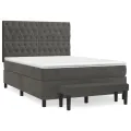 cadre de lit et matelas Gris foncé 140x190cm Velours