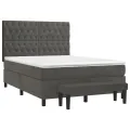 cadre de lit et matelas Gris foncé 140x190cm Velours