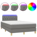 cadre de lit et matelas et LED Gris foncé 120x200 cm