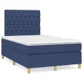 cadre de lit avec matelas Bleu 120x200 cm Tissu