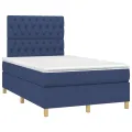cadre de lit et matelas et LED Bleu 120x200 cm Tissu