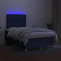 cadre de lit et matelas et LED Bleu 120x200 cm Tissu