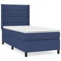 cadre de lit avec matelas Bleu 100x200 cm Tissu