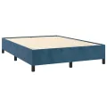 cadre de lit et matelas Bleu foncé 140x200cm Velours