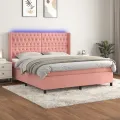 cadre de lit matelas et LED Rose 180x200 cm Velours