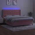 cadre de lit matelas et LED Rose 180x200 cm Velours