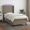 cadre de lit matelas et LED Taupe 80x200cm Tissu