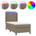 cadre de lit matelas et LED Taupe 80x200cm Tissu