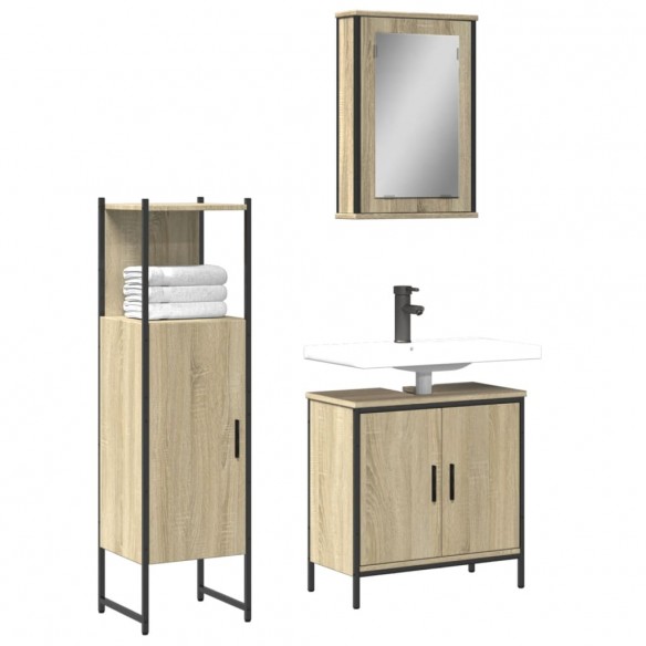 Ensemble de meubles de salle de bain 3 pcs chêne sonoma