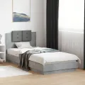 Cadre de lit avec tête de lit gris béton 90x200 cm
