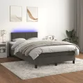 cadre de lit avec matelas LED gris foncé 120x190 cm