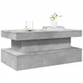 Table basse avec lumières LED gris béton 90x50x40 cm