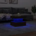 Table basse avec lumières LED chêne marron 50x50x40 cm