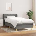 cadre de lit avec matelas Gris foncé 100x200cm Tissu