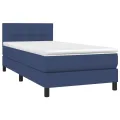 cadre de lit avec matelas Bleu 100x200 cm Tissu