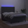 cadre de lit matelas et LED Gris foncé 140x190 cm