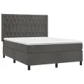 cadre de lit matelas et LED Gris foncé 140x190 cm