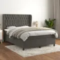 cadre de lit et matelas Gris foncé 140x200cm Velours