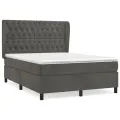 cadre de lit et matelas Gris foncé 140x200cm Velours