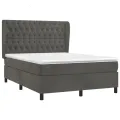cadre de lit et matelas Gris foncé 140x200cm Velours