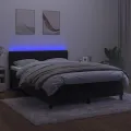 cadre de lit avec matelas et LED Noir 140x200 cm
