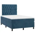 cadre de lit et matelas Bleu foncé 120x200cm Velours