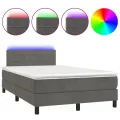 cadre de lit avec matelas LED Gris foncé 120x200 cm