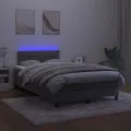 cadre de lit avec matelas LED Gris foncé 120x200 cm