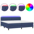 cadre de lit et matelas et LED Bleu 200x200 cm Tissu