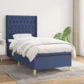 cadre de lit avec matelas Bleu 100x200 cm Tissu