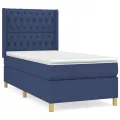 cadre de lit avec matelas Bleu 100x200 cm Tissu