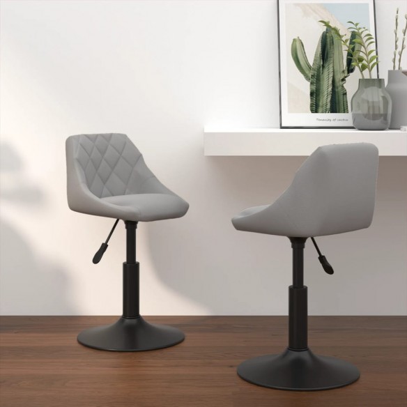 Chaises pivotantes de salle à manger 2 pcs Gris clair Velours