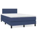cadre de lit avec matelas Bleu 120x200 cm Tissu