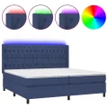 cadre de lit matelas et LED Bleu 200x200 cm Tissu