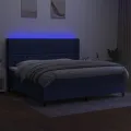 cadre de lit matelas et LED Bleu 200x200 cm Tissu