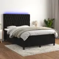 cadre de lit matelas et LED Noir 140x190 cm Velours