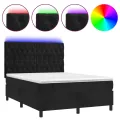 cadre de lit matelas et LED Noir 140x190 cm Velours