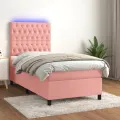 cadre de lit matelas et LED Rose 90x200 cm Velours