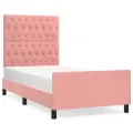 Cadre de lit avec tête de lit Rose 90x190 cm Velours