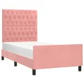 Cadre de lit avec tête de lit Rose 90x190 cm Velours