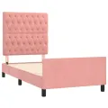 Cadre de lit avec tête de lit Rose 90x190 cm Velours