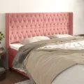 Tête de lit avec oreilles Rose 183x16x118/128 cm Velours