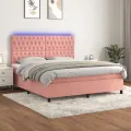 cadre de lit matelas et LED Rose 180x200 cm Velours