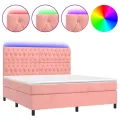 cadre de lit matelas et LED Rose 180x200 cm Velours