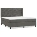 cadre de lit et matelas Gris foncé 180x200cm Velours